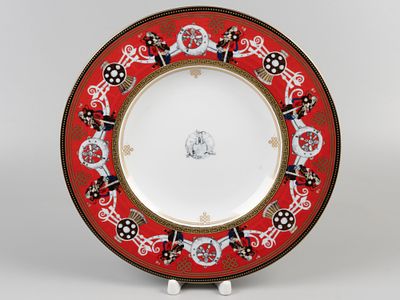 Тарелка UFA Russia 2015 Саммит БРИКС. ZORIKTO. Фарфор, деколь. Диаметр 29.5 см. Мелкий скол по 