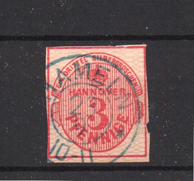 Почтовая марка Старой Германии. Ганновер. 1856/57 г. Мих. №8 b. Гашеная.