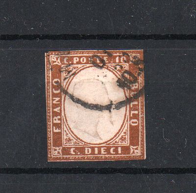 Почтовая марка Сардинии. 1855/63 гг. Мих.№11. Гашеная.