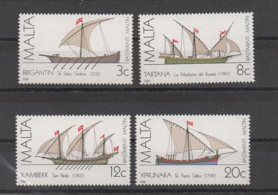 Почтовые марки Мальты. Парусники. 1982 г. Мих. №669-672. Негашеные. Состояние **.