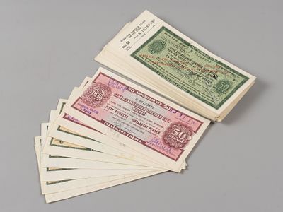 Дорожные чеки Банка для Внешней торговли СССР разных номиналов. 95 шт. 1970-е. 87 дорожных чека 
