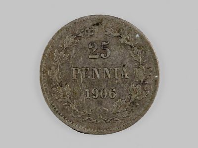 Николай II, Финляндия. 25 пенни (pennia) 1906 года L VF. Состояние VF