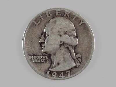 США. 25 центов 1947 Вашингтон VF. Состояние VF