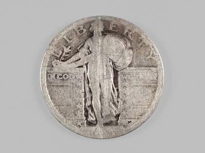 США. 25 центов 1916-1930 М Стоящая свобода F-VF. Состояние F-VF Год на монете не читается