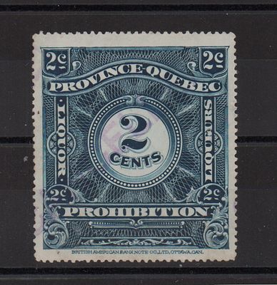 Непочтовая марка Квебека. Гашеная.