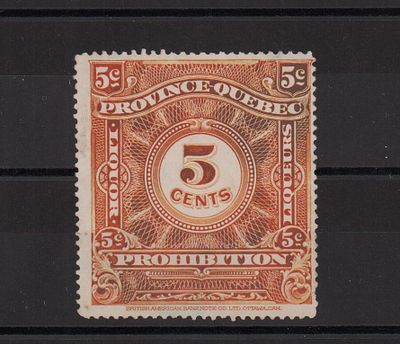 Непочтовая марка Квебека. Гашеная.