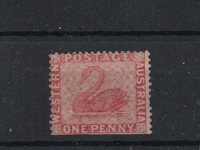 Почтовая марка Запдной Австралии. 1861 г. 1 р. Мих. №9. ВЗ 1. Гашеная (?).