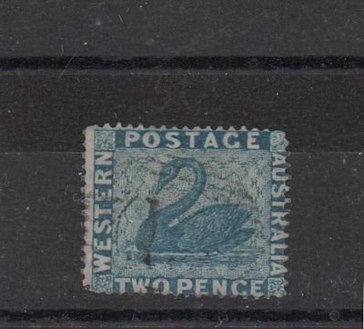 Почтовая марка Западной Австралии. 1861 г. 2 р. Мих. №10. ВЗ 1. Гашеная.