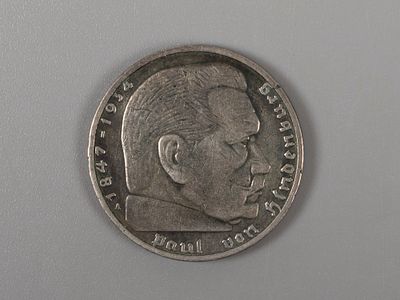 III Рейх, Германия. 2 рейхсмарки (reichsmark) 1937 "Гинденбург" XF. Состояние XF