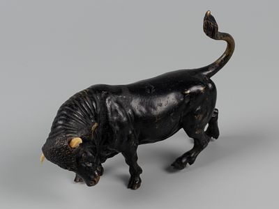 Австрийская бронза. Статуэтка. Бык. В стиле Франца Бергмана. Начало ХХ в. Хол. эмаль. Размер 