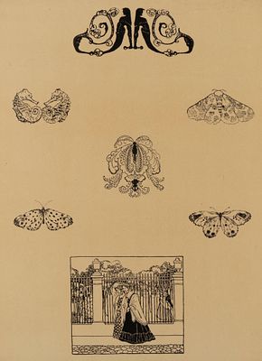 [Школа ИОПХ] Вестфален А. Х. Виньетки и иллюстрация "Дамы на прогулке". Лист 5 из Сборника 