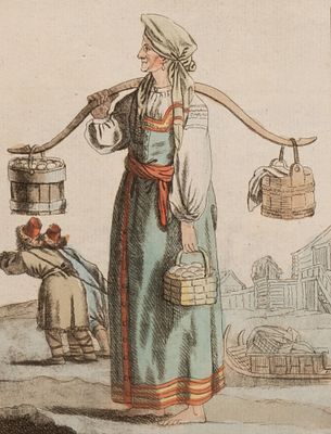 Грассе С.-С. Ж. (под руководством), Лабрусс (по рисунку) Торговка соленой рыбой в Петербурге. 