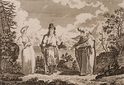 Лепренс Ж. Б. (по рисунк), Туке (гравер) Русские наряды. Жена крестьянина, крестьянин и 