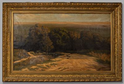 Гензель П. Н. Вид на проселочную дорогу. 1907. Холст, масло. Размер в свету 67х114 см. Размер 