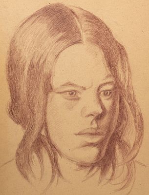 Ротач А. Л. Женский портрет. 1930-1940-е гг. Бумага, цв. карандаш. Размер листа 32,5х25 см. Хоро 