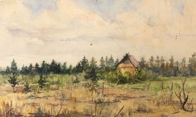 Масленникова И. Н. Старый дом на опушке. 1950-е гг. Бумага, акварель. Размер листа 18,8х30,9 см. 