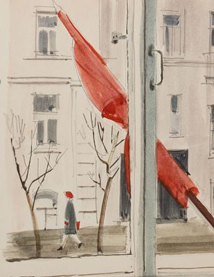 Харкевич И. И. Красное знамя. 1962. Бумага, графитный карандаш, акварель. Размер листа 22х17 см. 