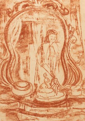 [Главный художник ЛФЗ] Славина Н. П. Автопортрет в зеркале. Вторая половина XX века. Бумага 