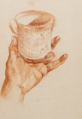 [Главный художник ЛФЗ] Славина Н. П. Рука художницы с чашкой. Вторая половина XX века. Бумага 