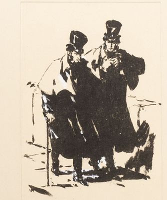 Веселов Г. Н. Петербург. На прогулке. 1963. Бумага, тушь, белила. Размер листа 25,6х16,7 см. Хор 