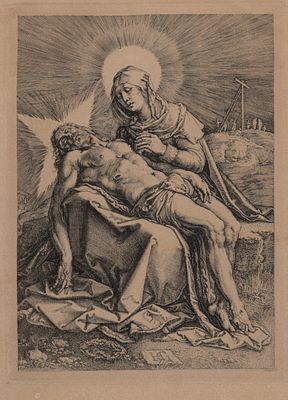 Гольциус Хендрик. Пьета. Перегравировка(?) XIX века с офорта 1596 года (II состояния). Размер 