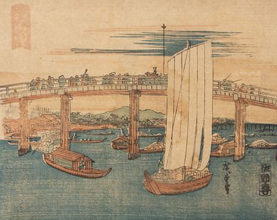 Утагава (Андо) Хиросигэ. Мост Рёгоку. 1830-е гг. Бумага, цв. ксилография. Размер листа 18,5х23,5 см.