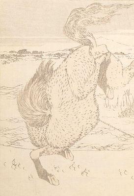 Кацусика Хокусай. Фигура лошади. Лист из альбома №9 &laquo;Манги&raquo;. 1870-е гг. Бумага верже 