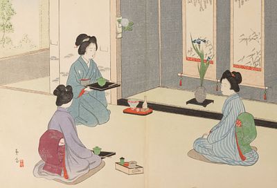 Мидзуно Тосиката. Чайная церемония. Лист из серии &laquo;Адзума Сугата&raquo;. 1890-1900-е гг. Бумага, цв. 