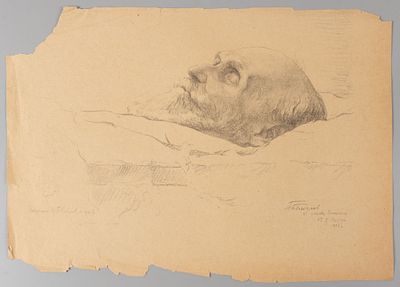 [Редкость] Белоусов П. П. Академик И. П. Павлов в гробу. 1936. Бумага, автолитография. Размер 