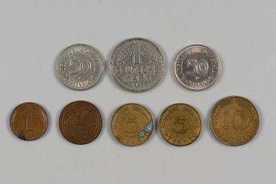 Западная Германия, ФРГ. 7 монет разных номиналов, ХХ в. и Германия. 2 пфеннинга 1912 VF-XF. 8 