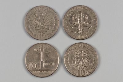 Польша. Набор юбилейных монет 10 злотых, 4 шт. 1959-1965 XF. 4 шт. Состояние XF