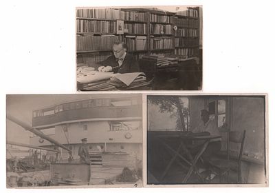 Евгений Евгеньевич Шведе за работой. Фотографии. 1930-1940-е. 3 шт. Формат 90х130 мм. Легкие 