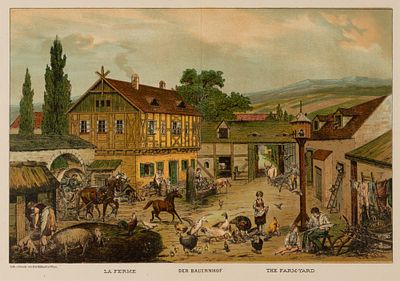 Хёльцель Эд. Ферма. Начало XX века. Бумага, хромолитография. Размер листа 23,5х33,5 см. Хорошее 