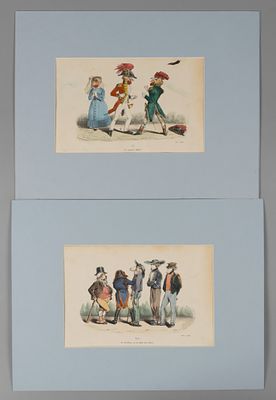 Гранвиль. Две карикатуры из серии &laquo;Les M&eacute;tamorphoses du jour&raquo; (Метаморфозы дня). 1820-е гг. 