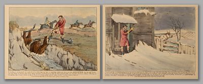 Олкен Г. Две иллюстрации из серии "Охотничьи открытия". XIX век. Бумага, цинкография(?) 