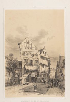 Дюран А. Гамбург. Дома XV и XVI веков. 1840-е гг. Бумага, литография. Размер 52х33 см. Условно 