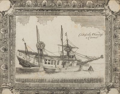 Коронелли В. М. Голландский корабль в Карене. Иллюстрация из атласа &laquo;Atlante Veneto, Nel quale 