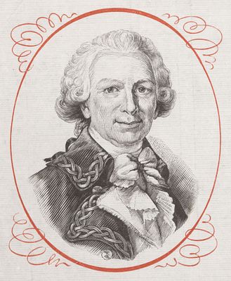 Портрет мореплавателя графа Л. А. де Бугенвиля. XX век. Бумага верже, цв. ксилография. Размер 