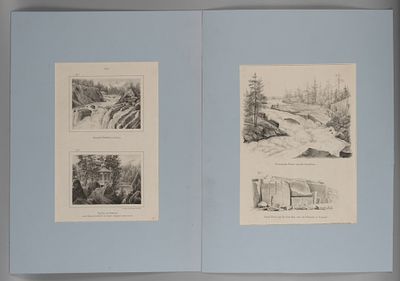 Виды Карелии. Водопад Кивач, река Суна и гранитный карьер. 2 л. Середина XIX века. Бумага 