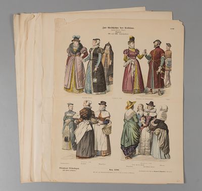 История костюма. 6 иллюстраций из немецкого журнала "M&uuml;nchener Bilderbogen". 1880-1890-е гг. 