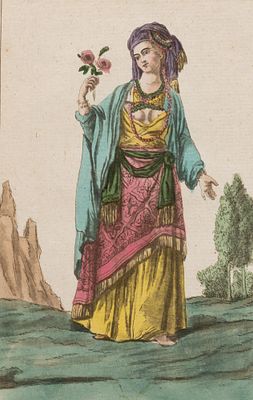 Грассе С.-С. Ж. (по рисунку) Костюм русской женщины. 1790-е гг. Бумага верже, офорт, акватинта 