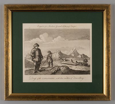 Лапландцы. Из книги П. Барлоу "Всеобщая история Европы". Ок. 1790. Бумага, офорт. Размер 
