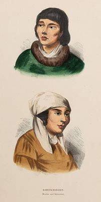 Камчадалы. Брат и сестра. Лист из книги "Нравы, обычаи и костюмы всех народов мира". 1843-44. 