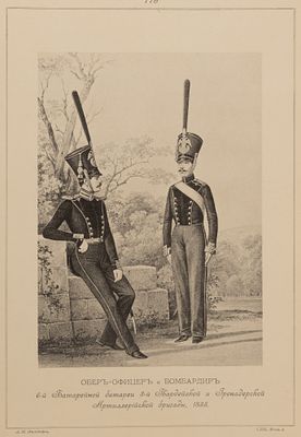 Обер-офицер и Бомбардир 6-й Батарейной батареи 3-й Гвардейской и Гренадерской артиллерийской 