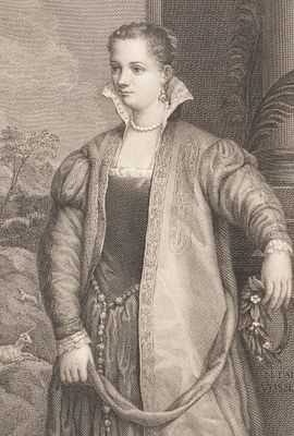 Неизв. ученик Тициана (инвентор), Перфетти (гравер). Художница и поэтесса эпохи Возрождения 