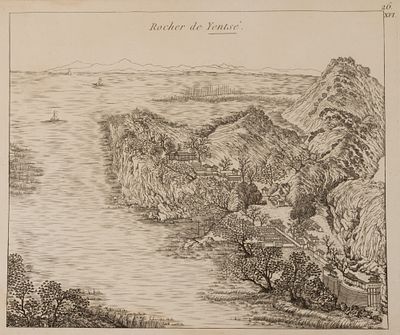 Ле Руж Ж.-Л. (гравер) Сад в скалах на берегу. Иллюстрация №26 из издания "Jardins Anglo-Chinois 