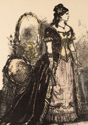 Рудаков К. И. Анна с веером. Иллюстрация к роману Л. Н. Толстого "Анна Каренина". 1936. Бумага 