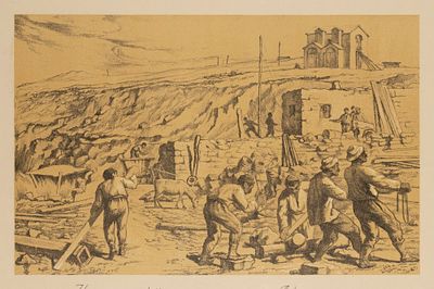 Шиллинговский П. А. Айгер-лич. Постройка водонапорной станции. 1927. Автолитография из альбома 