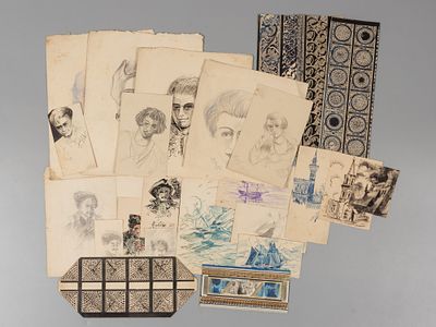 Архив художника А. Карпова. 1930-е гг. 1. Карпов А. Шхуны, корабли, лодки. 4 рисунка. 1930-е 