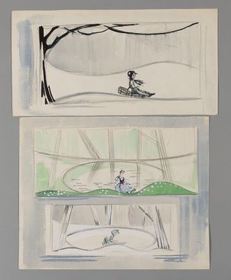 Бруни Т. Г. Эскиз декорации спектакля "Двенадцать месяцев" в театре марионеток им. Е. С. 